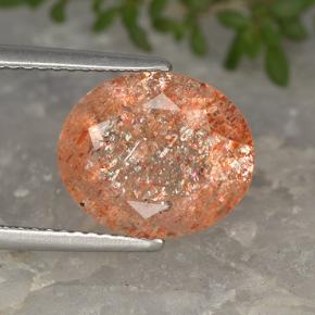 4.33 ct Orange Sunstone Gemstone, Sunstone Gem in Oval Facet Shape for Sale.