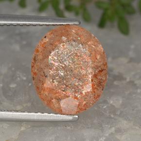 4.33 ct Orange Sunstone Stone, Natural Sunstone in Oval Facet Shape for Sale