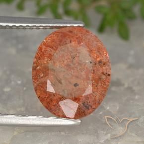 4.24 ct Orange Sunstone Stone, Natural Sunstone in Oval Facet Shape for Sale