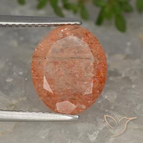 3.97 ct Orange Sunstone Stone, Natural Sunstone in Oval Facet Shape for Sale