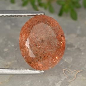4.34 ct Orange Sunstone Stone, Natural Sunstone in Oval Facet Shape for Sale