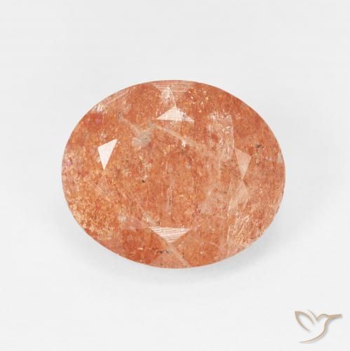 4.38ct Natural Reddish Orange Sunstone, Oval, Translucent, Photo A