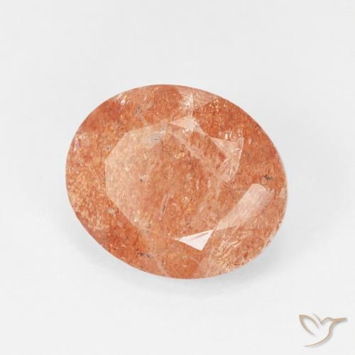 4.38 ct Orange Sunstone Stone, Natural Sunstone in Oval Facet Shape for Sale