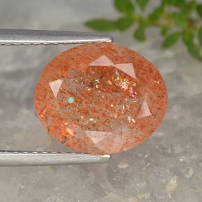 4.06 ct Orange Sunstone Gemstone, Sunstone Gem in Oval Facet Shape for Sale.