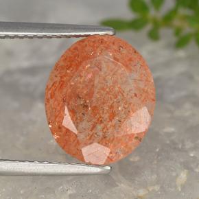 4.06 ct Orange Sunstone Stone, Natural Sunstone in Oval Facet Shape for Sale