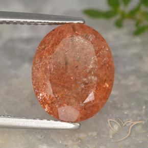 4.54 ct Orange Sunstone Stone, Natural Sunstone in Oval Facet Shape for Sale
