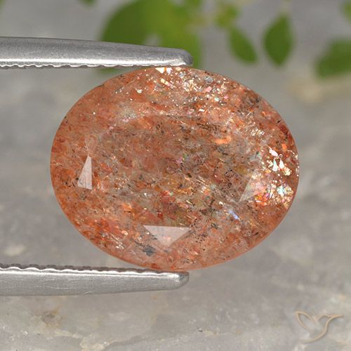 3.81ct Natural Reddish Orange Sunstone, Oval, Translucent