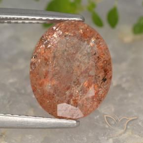 3.81 ct Orange Sunstone Stone, Natural Sunstone in Oval Facet Shape for Sale