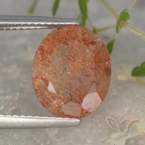4.15 ct Orange Sunstone Stone, Natural Sunstone in Oval Facet Shape for Sale