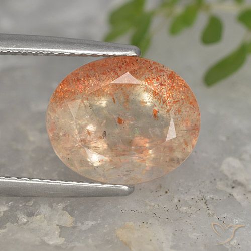 5.09ct Natural Light Tiger Orange Sunstone, Oval, Translucent