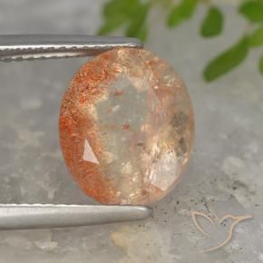 5.09 ct Orange Sunstone Stone, Natural Sunstone in Oval Facet Shape for Sale