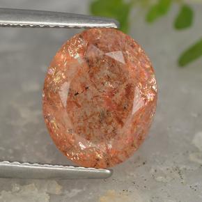 4.03 ct Orange Sunstone Stone, Natural Sunstone in Oval Facet Shape for Sale