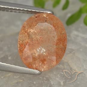 4.32 ct Orange Sunstone Stone, Natural Sunstone in Oval Facet Shape for Sale