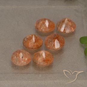 Sunstone Gemstones in 5.2 mm Size for Sale, Sunstone Stones in Reddish Orange Color