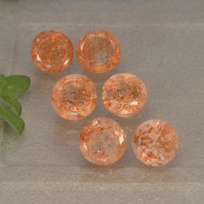3.64 ctw Orange Sunstone Stones, Natural Sunstone in Round Facet Shape for Sale