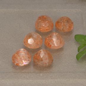 Sunstone Gemstones in 5.2 mm Size for Sale, Sunstone Stones in Reddish Orange Color