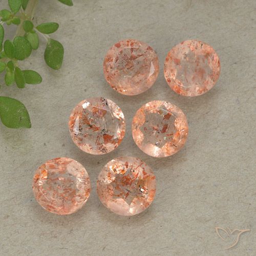 3.22ctw Natural Light Orange Sunstone, Round, Translucent