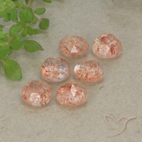 Sunstone Gemstones in 5.3 mm Size for Sale, Sunstone Stones in Light Orange Color