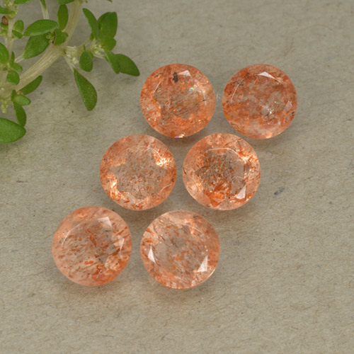Красновато-оранжевый Солнечный Камень Камень - 0.6ct Круглая Фасетная Огранка (ID: 497284)