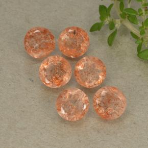 3.47 ctw Orange Sunstone Stones, Natural Sunstone in Round Facet Shape for Sale