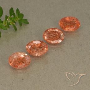 3.26 ctw Orange Sunstone Stones, Natural Sunstone in Oval Facet Shape for Sale