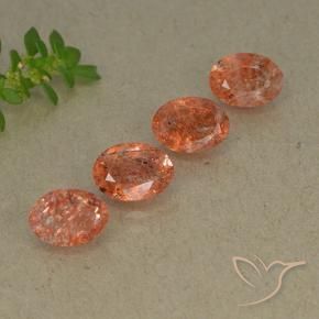 3.11 ctw Orange Sunstone Stones, Natural Sunstone in Oval Facet Shape for Sale