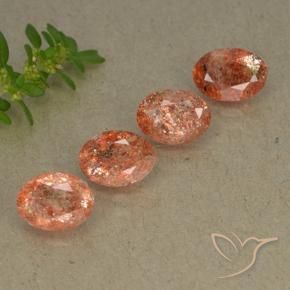 3.06 ctw Orange Sunstone Stones, Natural Sunstone in Oval Facet Shape for Sale