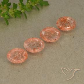 3.37 ctw Orange Sunstone Stones, Natural Sunstone in Oval Facet Shape for Sale