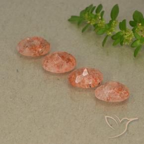 Sunstone Gemstones in 7.1 x 5.2 mm Size for Sale, Sunstone Stones in Reddish Orange Color