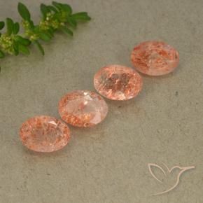 3.36 ctw Orange Sunstone Stones, Natural Sunstone in Oval Facet Shape for Sale