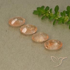 Sunstone Gemstones in 7 x 5 mm (calibrated) Size for Sale, Sunstone Stones in Cantaloupe Orange Color