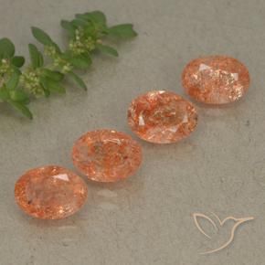 2.95 ctw Orange Sunstone Stones, Natural Sunstone in Oval Facet Shape for Sale