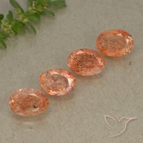 3.58 ctw Orange Sunstone Stones, Natural Sunstone in Oval Facet Shape for Sale