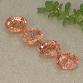 3.18 ctw Orange Sunstone Gemstones, Sunstone Gems in Oval Facet Shape for Sale.
