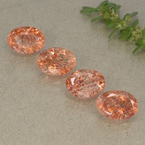 Reddish Orange Sunstone Gem - 0.9ct Oval Facet (ID: 497784)