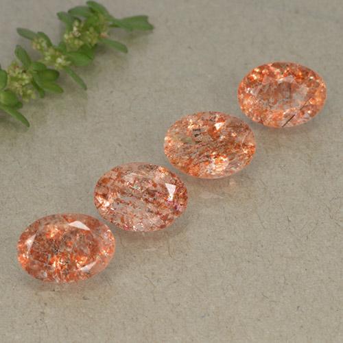 3.64 ctw Orange Sunstone Stones, Natural Sunstone in Oval Facet Shape for Sale