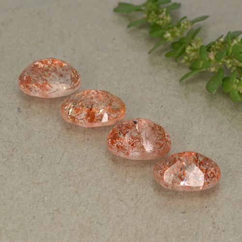 Sunstone Gemstones in 7 x 5 mm (calibrated) Size for Sale, Sunstone Stones in Reddish Orange Color