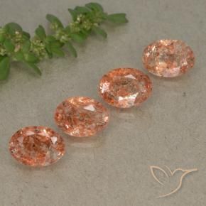 3.02 ctw Orange Sunstone Stones, Natural Sunstone in Oval Facet Shape for Sale