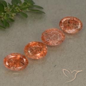 3.06 ctw Orange Sunstone Stones, Natural Sunstone in Oval Facet Shape for Sale