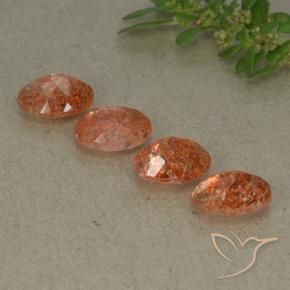 Sunstone Gemstones in 7 x 5 mm (calibrated) Size for Sale, Sunstone Stones in Medium Orange Color