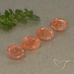 3.58 ctw Orange Sunstone Stones, Natural Sunstone in Oval Facet Shape for Sale