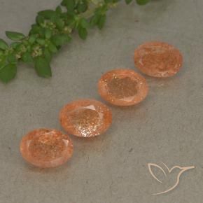 3.69 ctw Orange Sunstone Stones, Natural Sunstone in Oval Facet Shape for Sale