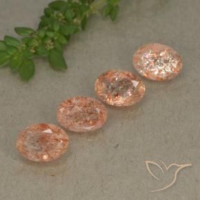 3.39 ctw Orange Sunstone Stones, Natural Sunstone in Oval Facet Shape for Sale