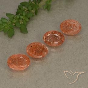 3.22 ctw Orange Sunstone Stones, Natural Sunstone in Oval Facet Shape for Sale