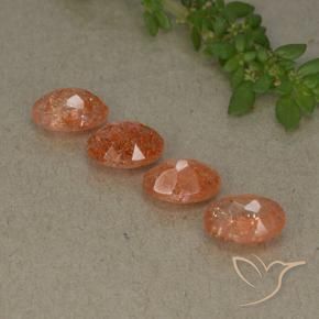Sunstone Gemstones in 7 x 5 mm (calibrated) Size for Sale, Sunstone Stones in Grapefruit Orange Color