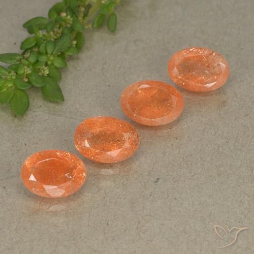3.46 ctw Orange Sunstone Stones, Natural Sunstone in Oval Facet Shape for Sale