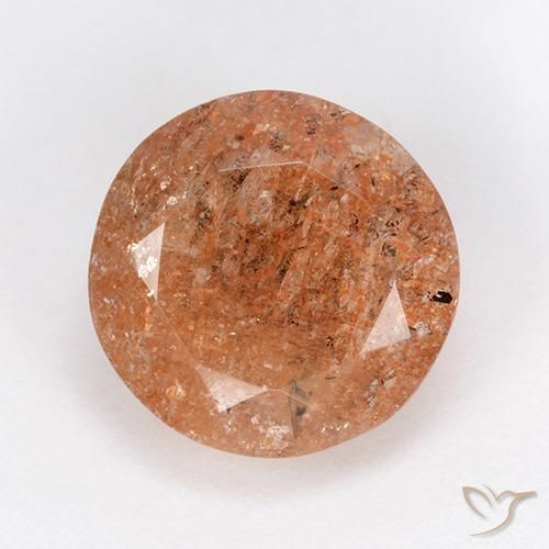 Light Tiger Orange Sunstone Gem - 6ct Round Facet (ID: 511213)