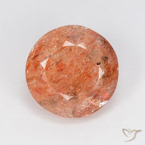 4.69 ct Orange Sunstone Stone, Natural Sunstone in Round Facet Shape for Sale