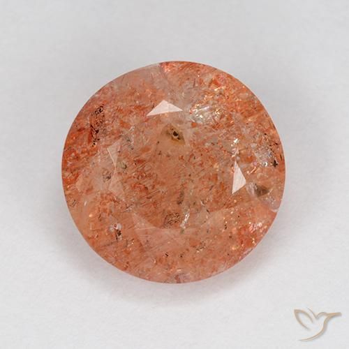 4,55 ct orangefarbener Sonnenstein, 10,8 mm Rundschliff aus Indien, Photo A