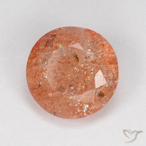 4.55 ct Orange Sunstone Stone, Natural Sunstone in Round Facet Shape for Sale